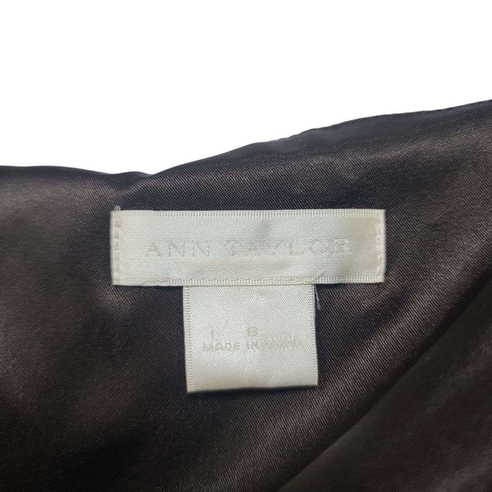 Ann Taylor Brown Strapless Sleeveless Maxi Belted Size Zip Dress 8 - Picture 11 of 11